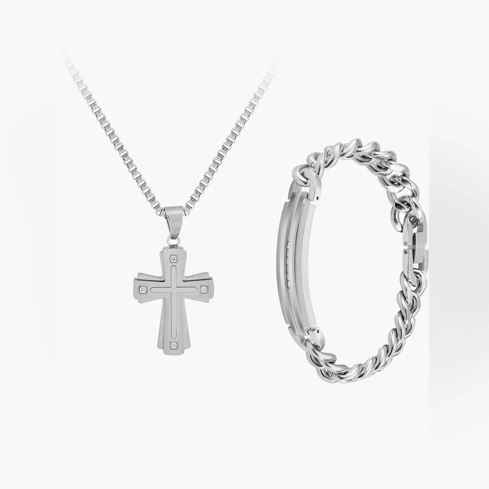 AMERICAN EXCHANGE cross necklace & bracelet/2pcs set